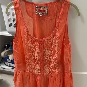 Johnny Was Orange Sleeveless Top